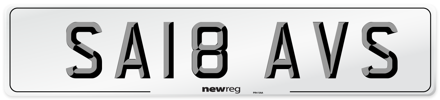 SA18 AVS Number Plate from New Reg
